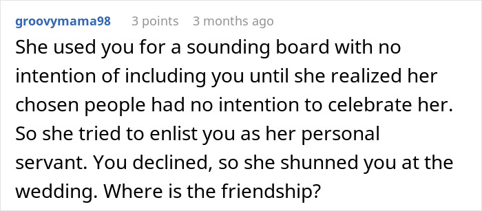 Bride Promised Her Friend The MOH Spot For 15 Years, Then Asked Her To Fetch Drinks At The Wedding Bride Promised Her Friend The MOH Spot For 15 Years, Then Asked Her To Fetch Drinks At The Wedding
