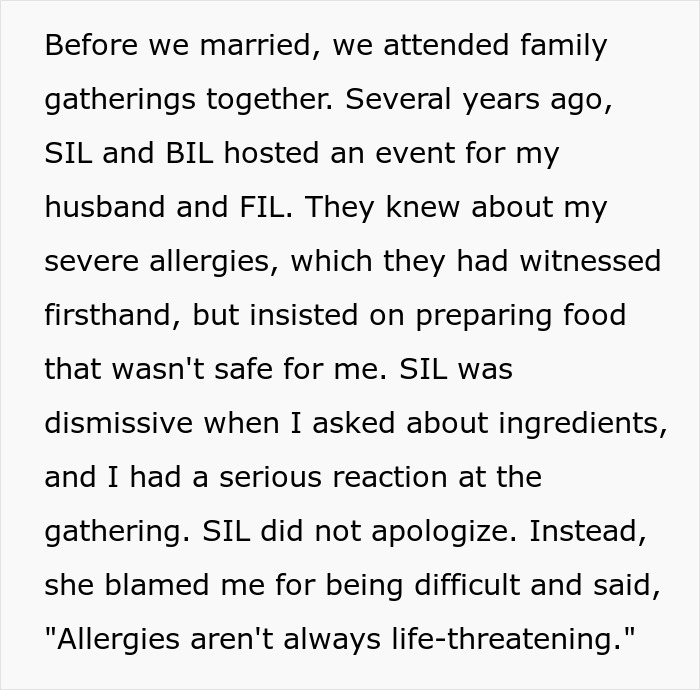 Woman Goes To Her Birthday Dinner Expecting Cake, Gets An Allergy Scare And A Family Ban Instead