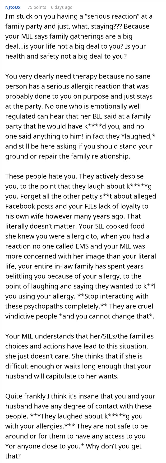 Woman Goes To Her Birthday Dinner Expecting Cake, Gets An Allergy Scare And A Family Ban Instead