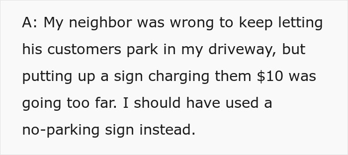 Guy Gets Tired Of Hosting Neighbor&rsquo;s Customers For Free, Slaps A $10 Parking Price Tag On His Driveway
