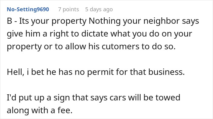 Guy Gets Tired Of Hosting Neighbor&rsquo;s Customers For Free, Slaps A $10 Parking Price Tag On His Driveway