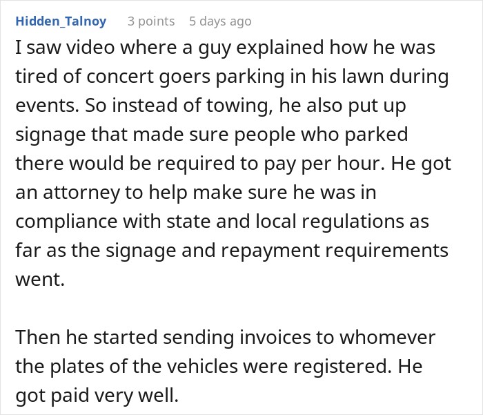 Guy Gets Tired Of Hosting Neighbor&rsquo;s Customers For Free, Slaps A $10 Parking Price Tag On His Driveway