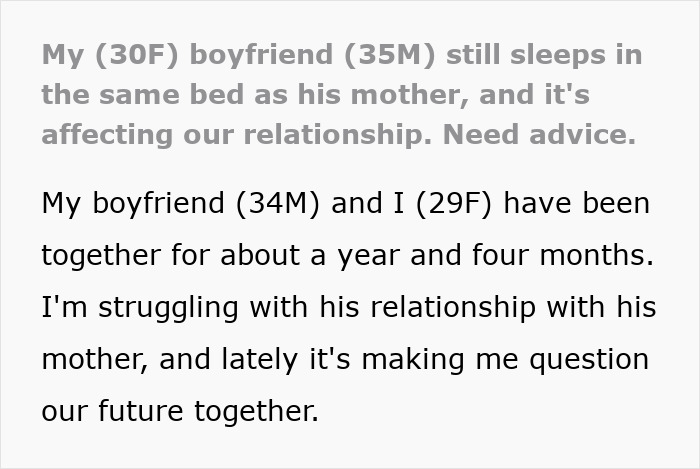 Guy’s Relationship With His Mom Comes With Some Unusual Bedtime Habits, GF Starts Getting The Ick Guy’s Relationship With His Mom Comes With Some Unusual Bedtime Habits, GF Starts Getting The Ick
